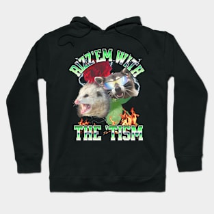 Rizz Em With The Tism Raccoon Autism Awareness opossum Hoodie